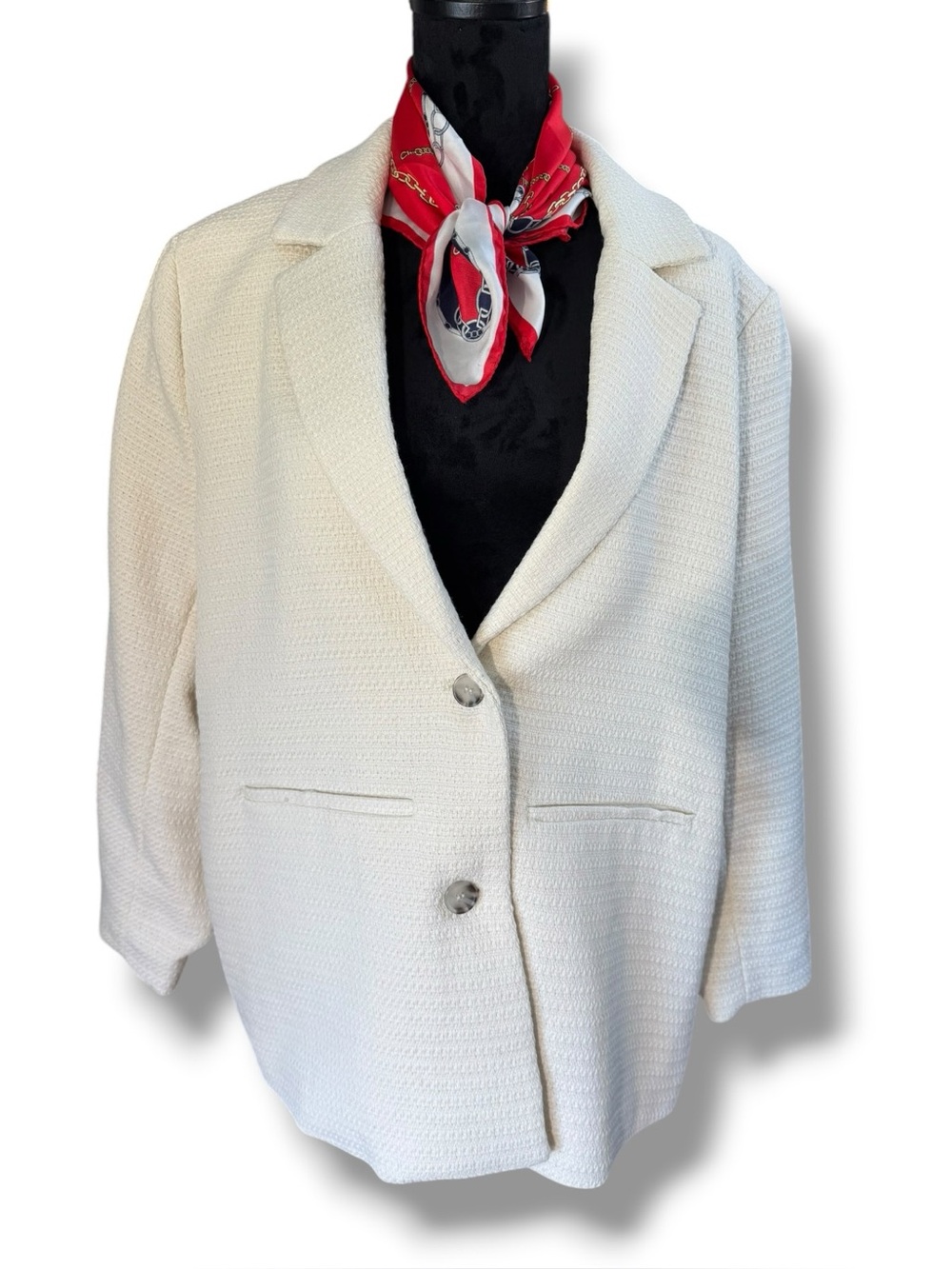 Divided Cream Textured Two-Button Blazer